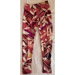 Women's Lularoe Leggings One Size Pink/Purple Floral Geometric Print